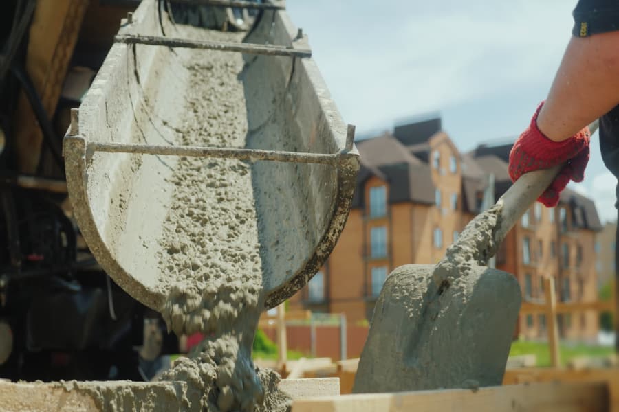 Ready mix concrete truck delivering high-quality concrete to construction site