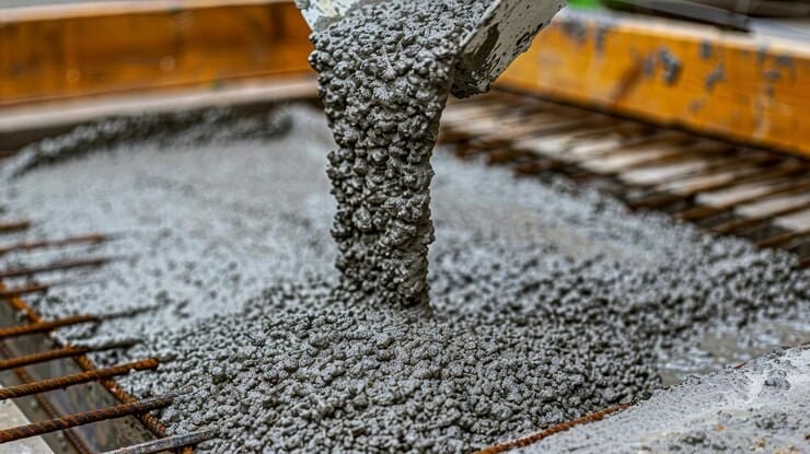 Workers using Ready Mix Concrete at a construction site ensuring quality and strength
