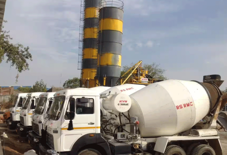 Ready Mix Concrete delivery truck at a construction site in Rajasthan