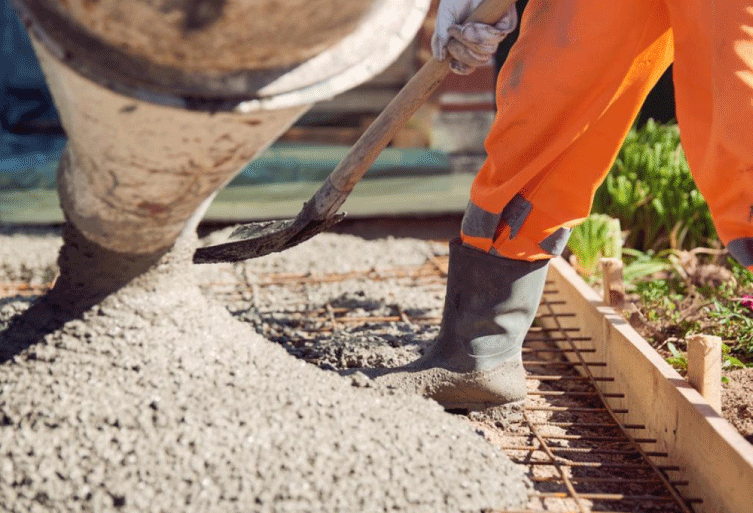 Floor rental equipment used for smooth concrete pouring with ready mix concrete