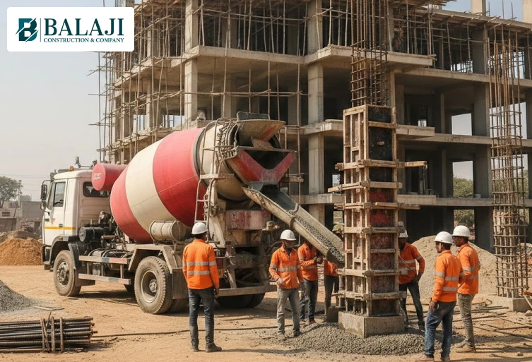 Beawar ready-mix concrete truck supplying RMC for building construction
