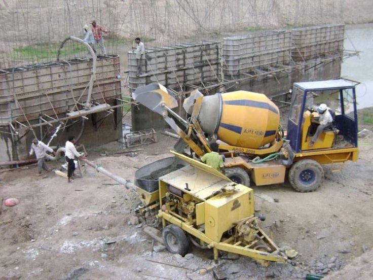 Self Loading Concrete Mixer Bhinay used for on-site concrete mixing in Ajmer district construction project