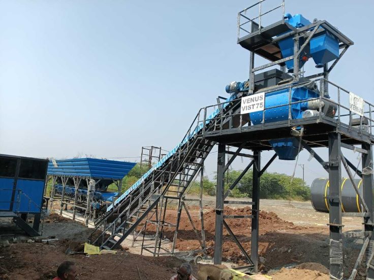 Transit mixers at Ladpura RMC Plant delivering ready mix concrete