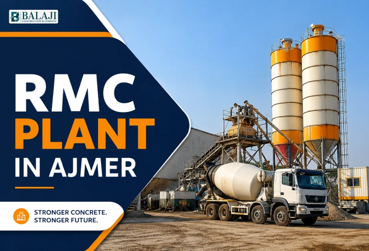 Modern RMC Plant in Ajmer with transit mixer supplying premium ready mix concrete for residential, commercial, and infrastructure construction projects.